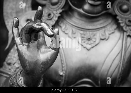 Karana mudra la posizione della mano esprime una molto potente energia con la quale energia negativa viene espulso. Questo gesto a mano è chiamato anche scongiurare la Foto Stock