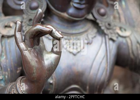 Karana mudra la posizione della mano esprime una molto potente energia con la quale energia negativa viene espulso. Questo gesto a mano è chiamato anche scongiurare la Foto Stock