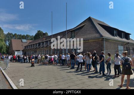 Centro visite, campo principale i, campo di concentramento, Auschwitz-Birkenau, Auschwitz, Polonia Foto Stock