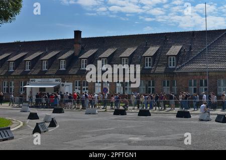 Centro visite, campo principale i, campo di concentramento, Auschwitz-Birkenau, Auschwitz, Polonia Foto Stock