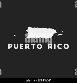 Icona di Porto Rico. Mappa del paese su sfondo scuro. Elegante mappa di Puerto Rico con nome del paese. Illustrazione vettoriale. Illustrazione Vettoriale