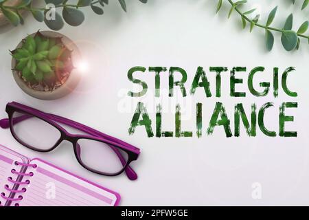 Presentazione concettuale Alleanza strategica. Parola scritta su un legame tra stati, partiti, individui sul raggiungimento degli obiettivi Foto Stock