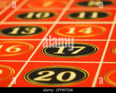 Primo piano del tavolo del casinò Foto Stock