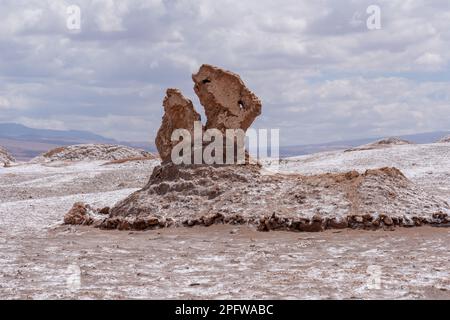 Dinosauro testa formazione rocciosa naturale nella Valle della Luna (Valle de la Luna) a San Pedro de Atacama, Cile. Foto Stock