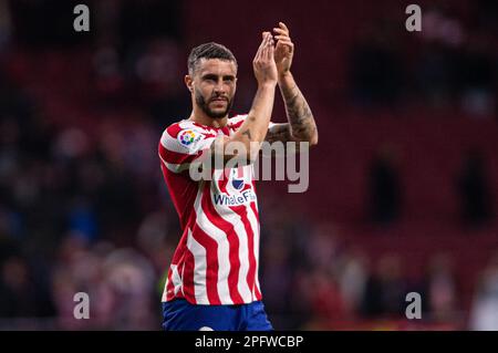 18th marzo 2023; Stadio Civitas Metropolitano, Madrid, Spagna, Calcio spagnolo la Liga, Atletico Madrid contro Valencia; Mario Hermoso Foto Stock