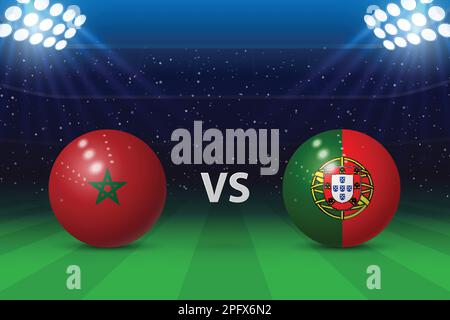 Marocco vs Portogallo. Football tabellone segnapunti grafico calcio Illustrazione Vettoriale