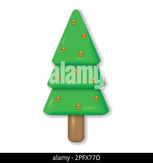 3d albero di capodanno, elemento di natale per il design Illustrazione Vettoriale