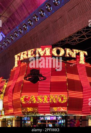 Una foto delle indicazioni al neon al Fremont Hotel and Casino. Foto Stock