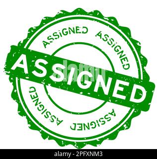 Grunge verde assegnato parola circolare guarnizione in gomma timbro su sfondo bianco Illustrazione Vettoriale