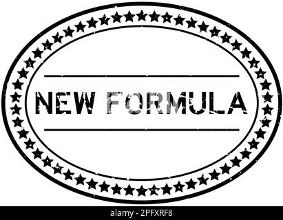 Grunge nero nuova formula parola ovale guarnizione di gomma timbro su sfondo bianco Illustrazione Vettoriale