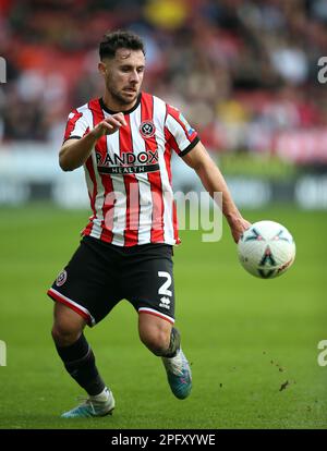 George Baldock di Sheffield United durante la finale di Emirates fa Cup a Bramall Lane, Sheffield. Data immagine: Domenica 19 marzo 2023. Foto Stock