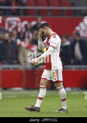 AMSTERDAM - Dusan Tadic di Ajax durante la partita di prima lega olandese tra Ajax Amsterdam e Feyenoord alla Johan Cruijff Arena il 19 marzo 2023 ad Amsterdam, Paesi Bassi. ANP MAURICE VAN PIETRA Foto Stock