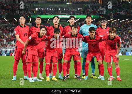 Al Rayyan, Qatar. 02nd Dec, 2022. Nazionale della Repubblica di Corea visto durante la Coppa del mondo FIFA Qatar 2022 Match tra la Repubblica di Corea e il Portogallo al Education City Stadium. Punteggio finale: Corea Repubblica 2:1 Portogallo. (Foto di Grzegorz Wajda/SOPA Images/Sipa USA) Credit: Sipa USA/Alamy Live News Foto Stock