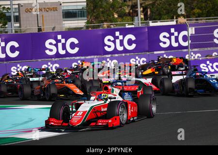 08 BEARMAN Oliver (gbr), Prema Racing, Dallara F2, azione in occasione del 2nd° round del Campionato FIA Formula 2 2023 dal 17 al 19 marzo 2023 sul circuito di Jeddah Corniche, a Jeddah, Arabia Saudita - Foto: Eric Alonso/DPPI/LiveMedia Foto Stock