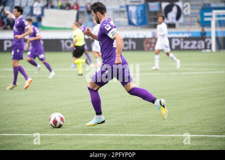 Losanna, Svizzera. 03rd Set, 2023. Marco Burke del FC Thun (23) è in azione durante il 26th° giorno della dieci Challenge League 2022-2023. La dieci Challenge League 2022-20223, si è svolta allo stadio Tuiliere di Losanna tra il FC Losanna-Sport e il FC Thun. Il Thun FC vince-3-1. (Foto di: Eric Dubost/Sipa USA) Credit: Sipa USA/Alamy Live News Foto Stock