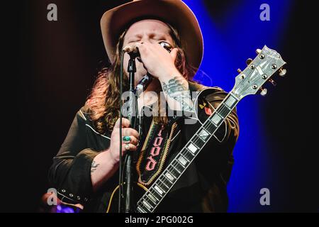 Berna, Svizzera. 17th marzo 2023. Il cantante, cantautore e musicista americano Marcus King si esibisce in un concerto dal vivo al Bierhübeli di Berna. (Photo credit: Gonzales Photo - Tilman Jentzsch). Foto Stock