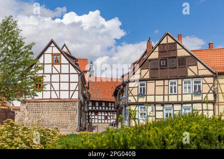 Impressioni dalla Città Patrimonio Mondiale dell'Umanità di Quedlinburg Harz Mountains Foto Stock