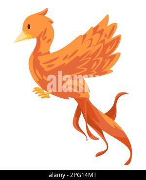 Animale uccello mitologico Phoenix dalla cina arancione battenti ala cartone animato Illustrazione Vettoriale