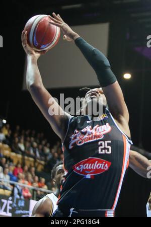 Trelaze, Francia. 19th Mar, 2023. Durante la Coppa di Francia, Top 8, Semifinali Basket match tra le Mans Sarthe Basket e MONACO il 19 marzo 2023 all'Arena Loire di Trelaze, Francia. Foto di Laurent Lairys/ABACAPRESS.COM Credit: Abaca Press/Alamy Live News Foto Stock