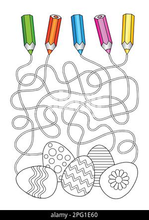 Labirinto gioco per i bambini, trovare il modo giusto per le uova di Pasqua Illustrazione Vettoriale