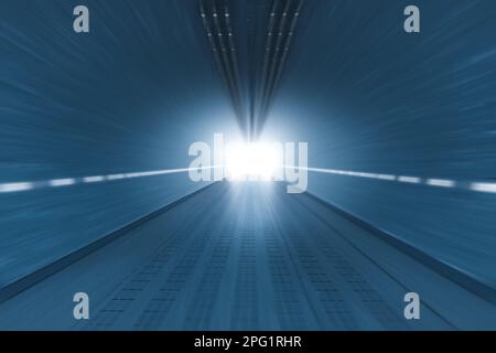 3d rendering vuoto corridoio scuro o spazio corridoio passerella con luce brillante Foto Stock