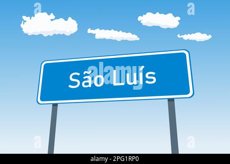 Sao Luis città segno in Brasile. Cartello stradale di benvenuto City Limit. Illustrazione Vettoriale