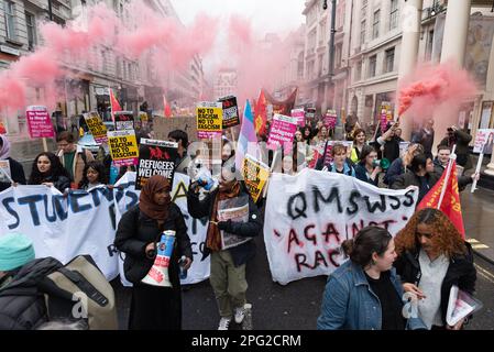 marzo annuale che segna la Giornata antirazzista delle Nazioni Unite, dalla sede centrale della BBC a Portland Place a un raduno a Whitehall. Foto Stock