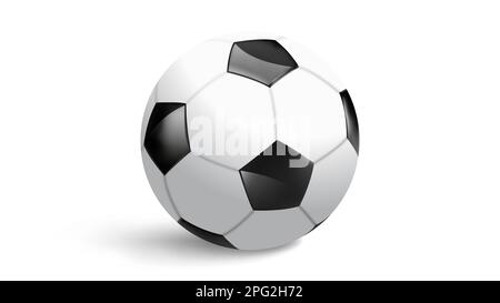 Pallone da calcio in pelle. Illustrazione vettoriale isolata su sfondo bianco. EPS 10. Illustrazione realistica Illustrazione Vettoriale