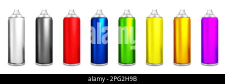 Set di vernici spray colorate per aerosol. Illustrazione vettoriale. EPS 10 Illustrazione Vettoriale