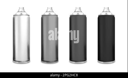 Bomboletta spray in metallo. Deodorante o modello di vernice. Illustrazione vettoriale EPS 10. Illustrazione Vettoriale