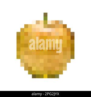 Apple pixel art. Illustrazione vettoriale isolata su sfondo bianco. Illustrazione Vettoriale