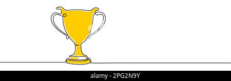 Una linea di disegno del vincitore trofeo minimalismo oggetto disegno vettoriale illustrazione. Illustrazione Vettoriale