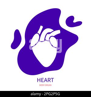 Icona del pittogramma della silhouette dell'organo del cuore umano Illustrazione Vettoriale
