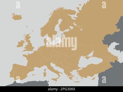 Illustrazione del vettore politico in bianco della mappa europea. Livelli modificabili ed etichettati in modo chiaro. Illustrazione Vettoriale