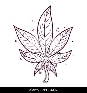 illustrazione del vettore delle foglie di marijuana disegnata a mano Illustrazione Vettoriale