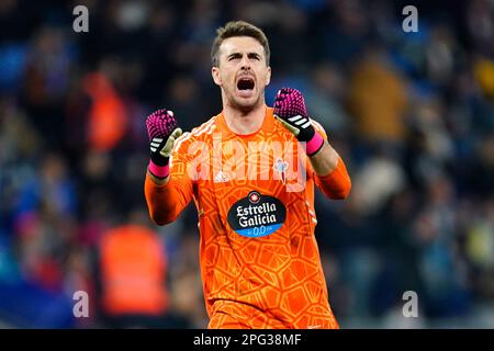 Ivan Villar di RC Celta durante la partita di la Liga tra RCD Espanyol e RC Celta de Vigo ha suonato allo stadio RCDE il 18 marzo a Barcellona, Spagna. (Foto di / Sergio Ruiz / PRESSIN) Foto Stock