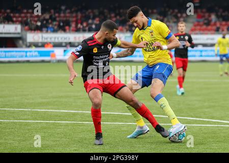 ROTTERDAM, PAESI BASSI - MARZO 19: Redouan El Yaakoubi di Excelsior Rotterdam, Bjorn Johnsen di SC Cambuur durante la partita olandese di Eredivie tra E. Foto Stock