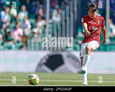 Kang-in Lee di RCD Mallorca durante la partita di la Liga tra Real Betis e RCD Mallorca giocato allo stadio Benito Villamarin il 19 marzo 2023 a Siviglia, Spagna. (Foto di Antonio Pozo / PRESSIN) Foto Stock