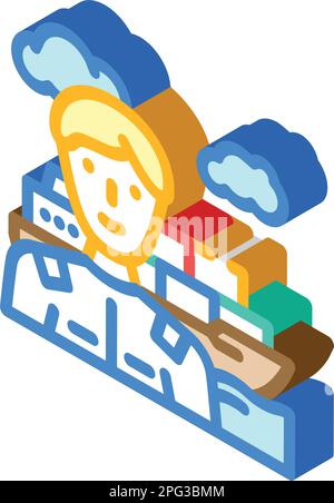 illustrazione del vettore icona isometrica dell'ingegnere marino Illustrazione Vettoriale