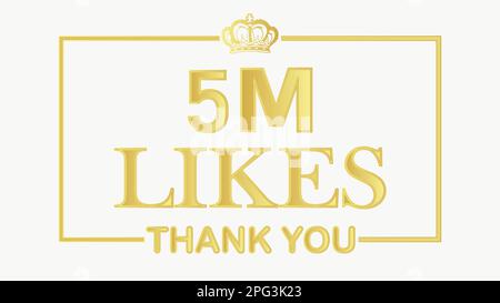 5m mi piace (5.000.000 mi piace) grazie - Gold Social Media Post, Vector Illustration Abstract Editable image Illustrazione Vettoriale