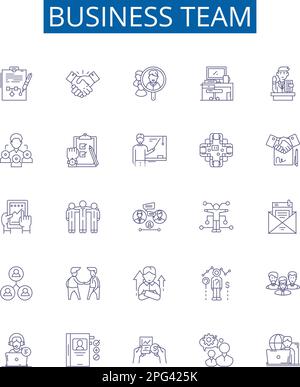 Set di simboli delle icone della linea del team aziendale. Progettare la raccolta di Team, Business, cooperazione, collaborazione, cooperazione, Schema di gruppo, unità, integrazione Illustrazione Vettoriale