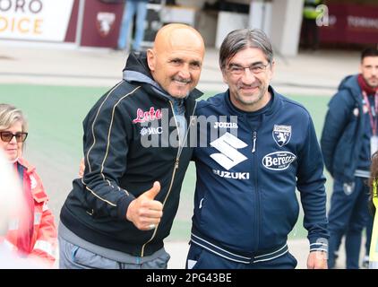 Luciano Spalletti, Manager SSC Napoli e Ivan Juric, Manager Torino FC durante la Serie Italiana Una partita di calcio tra Torino FC e SSC Napo Foto Stock