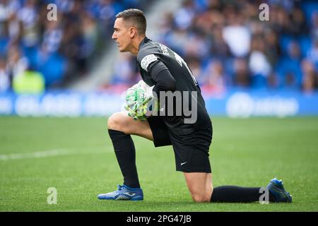 Edgar Badia di Elche CF durante la partita la Liga tra Real Sociedad e Elche CF si è giocato al reale Arena Stadium il 19 marzo 2023 a San Sebastian, Spagna. (Foto di Cesar Ortiz / PRESSIN) Foto Stock