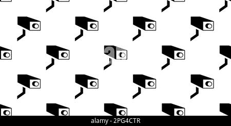 Sequenza delle icone della telecamera di sicurezza TVCC senza interruzioni, che si ripete in verticale e in orizzontale Illustrazione Vettoriale