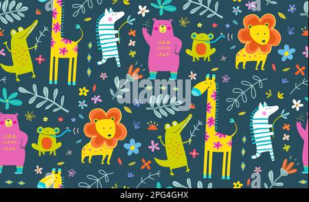 Scandinavian Baby Animals Abstract modello tessile Illustrazione Vettoriale