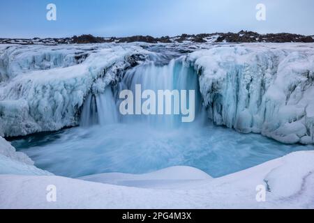 Cascata Hrafnabjargafoss nelle Highlands dell'Islanda Foto Stock