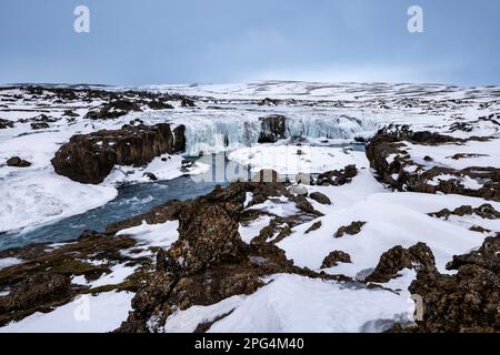 Cascata Hrafnabjargafoss nelle Highlands dell'Islanda Foto Stock