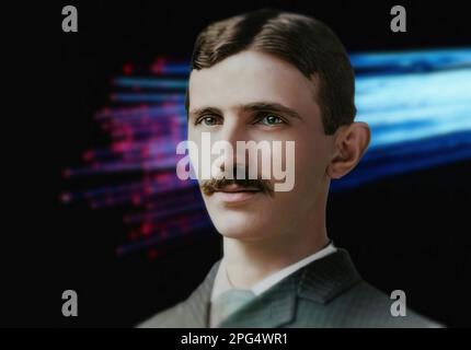 Nikola Tesla era un brillante ingegnere serbo ricordato per i suoi studi sull'elettricità e le sue innumerevoli invenzioni Foto Stock