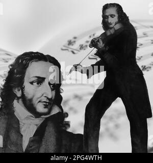 Il più grande violinista di tutti i tempi, l'italiano Niccolò Paganini Foto Stock