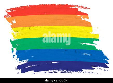 Gay arcobaleno bandiera vernice splash brushstroke 3D illustrazione con percorso di ritaglio Foto Stock